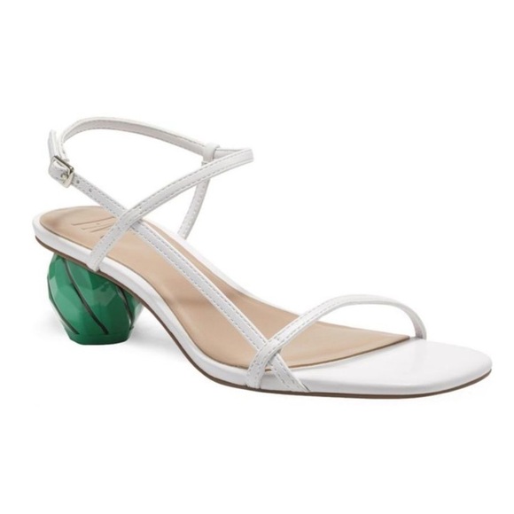 INC International Concepts Shoes - INC White Green Calise Square Toe Buckle Ankle Vacation Embellished Round Heel
